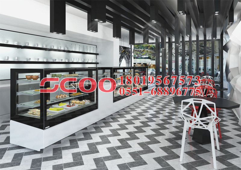 Vacuum thawing food in supermarket refrigerated showcase 