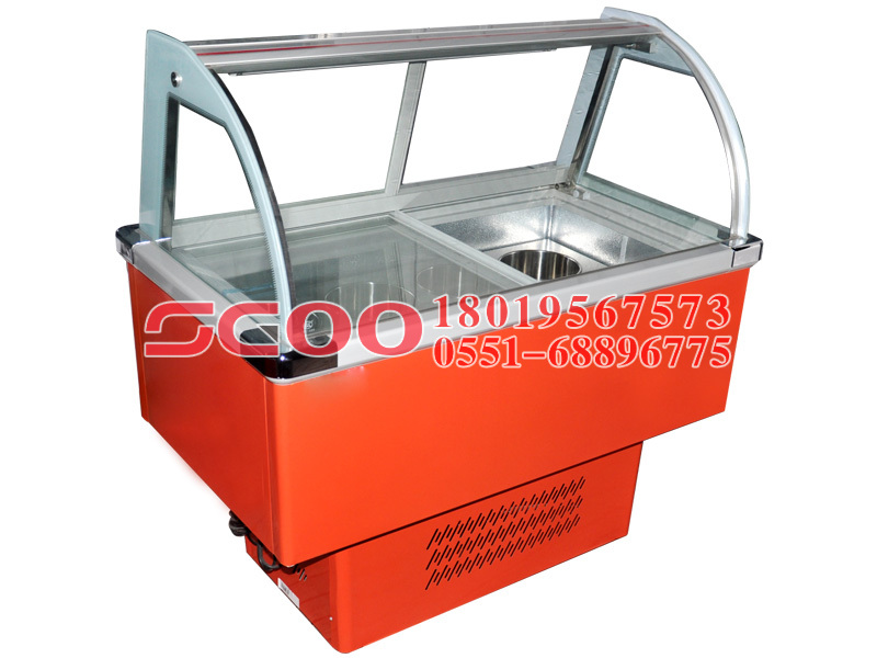 Commercial horizontal fresh refrigerated display cases in preservation solution